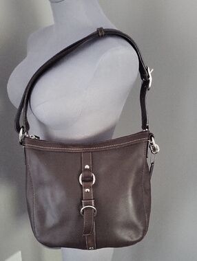 Coach Thompson Leather Hobo Bag - Dark Brown (F14018)